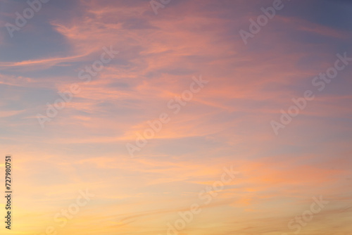 Vibrant and blue-pink colorful sunset sky background.