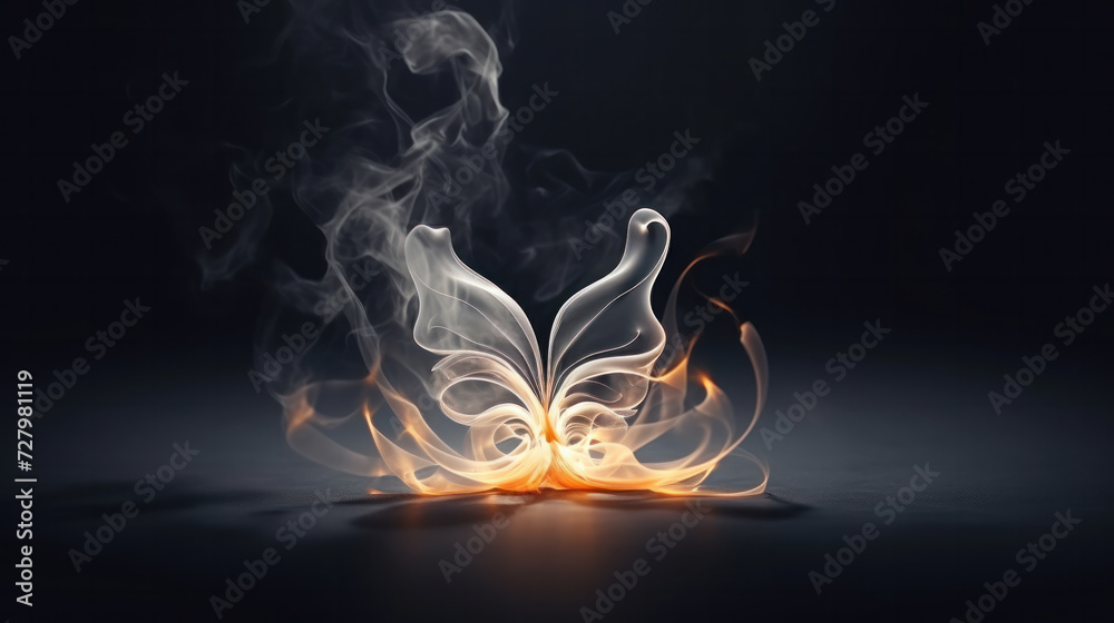 Fototapeta premium Magical creature butterfly concept with copy space on black background