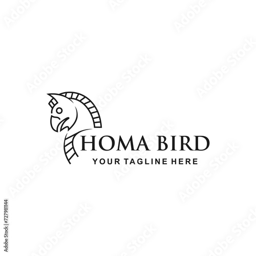 Obraz na płótnie Huma bird line creative logo design - vector illustration, Huma bird line emblem design