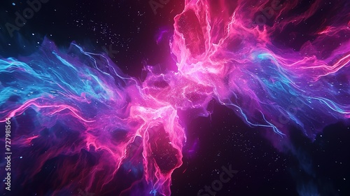 A mesmerizing cosmic nebula  swirling with pink and blue hues  resembling a galactic cloud in deep space.