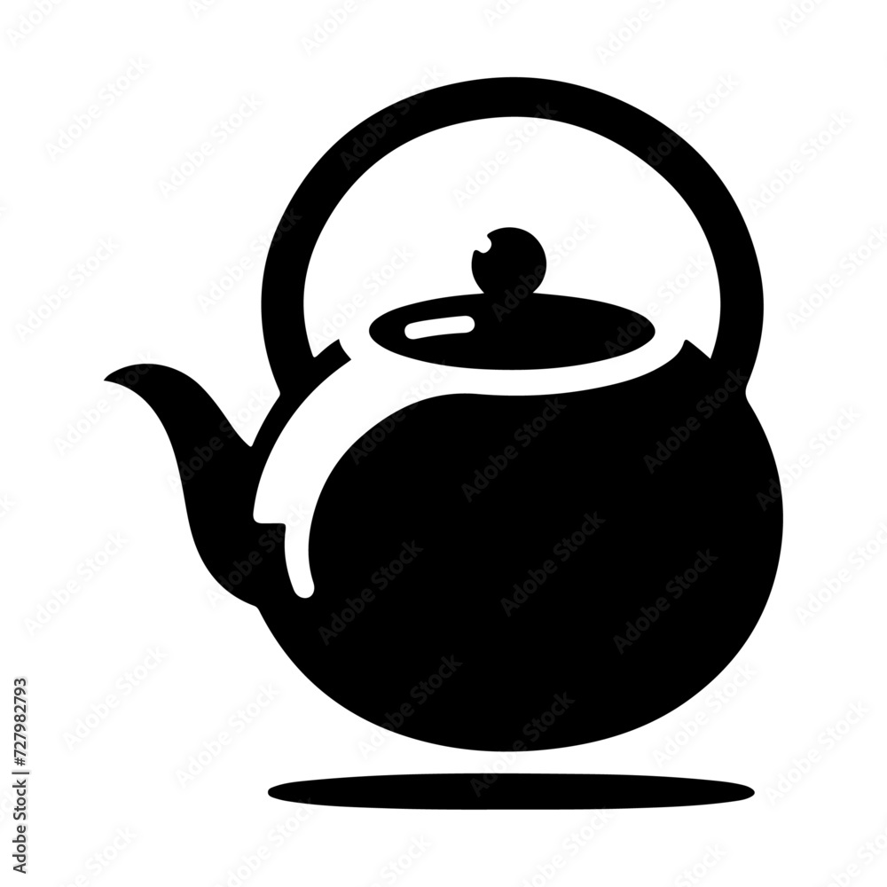tea kettle vector icon with cup silhouette, black color silhouette tea kettle vector icon with cup silhouette, black color silhouette