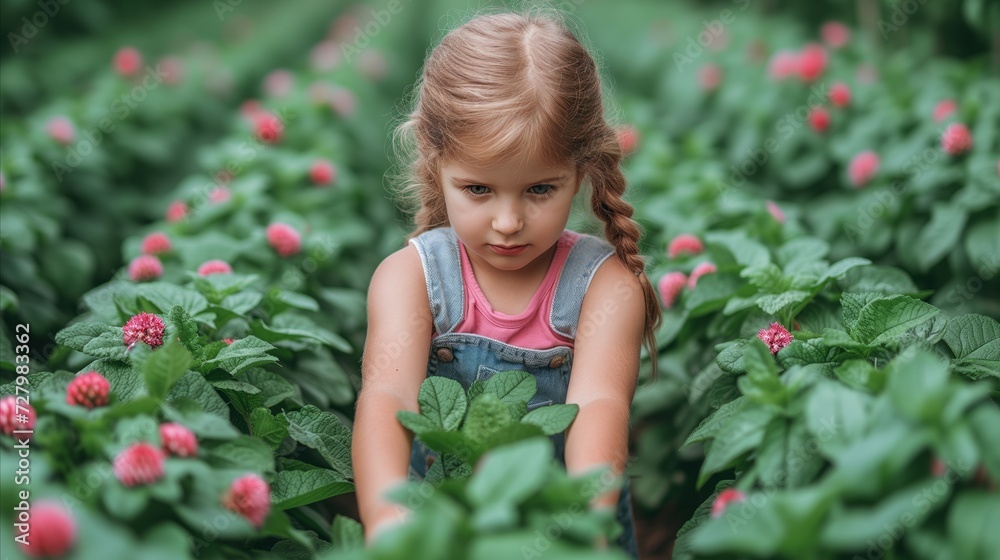 Little Girl Standing in a Field of Flowers