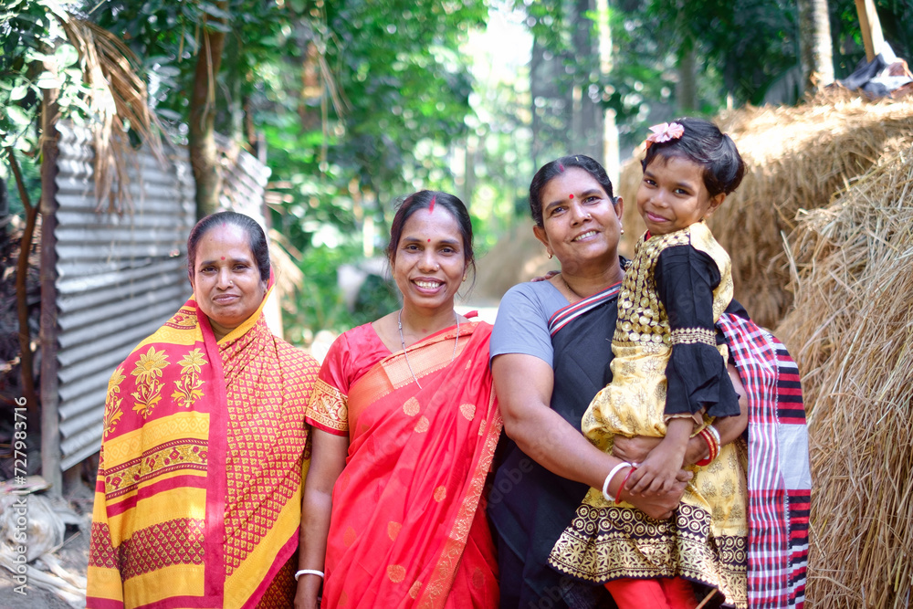 Portrait of South asian rural women of different ages in traditional ...