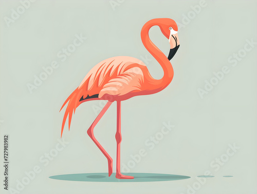 Graceful Flamingo in Tranquil Pose  Concept of Elegance  Serenity  and Wildlife Artistry in Minimalist Style