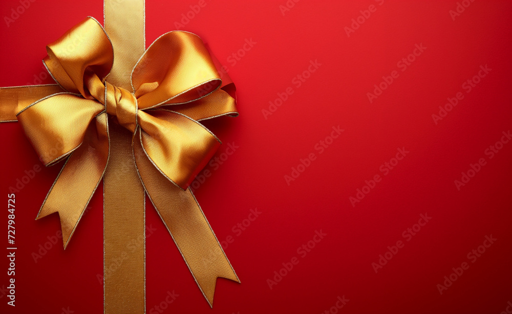 Red background with golden bow on top Red background with golden bow on top