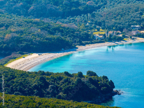 Aerial view of avlaki beach in corfu,Greece photo