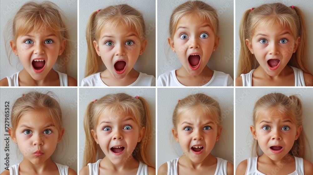 Little Girl Expressing a Range of Emotions in a Series of Photos Little Girl Expressing a Range of Emotions in a Series of Photos