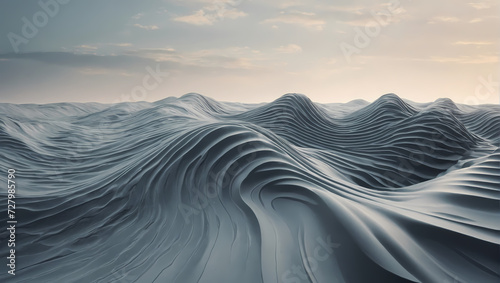 Minimalistic abstract 3D waves resembling smooth concrete surfaces.