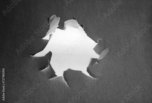 Hole punched in a paper sheet photo