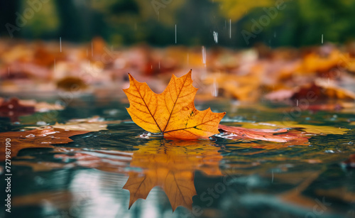Autumn s Palette  Colorful Leaves Adrift in Pond Waters
