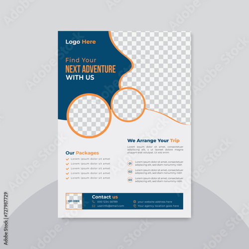 Travel flyer template design, find your next adventure, A4 template
