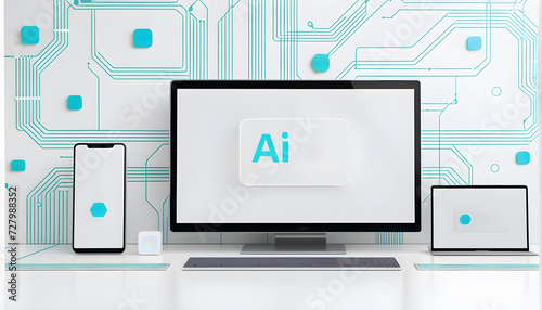 Ai and Smart Home concept illustration background