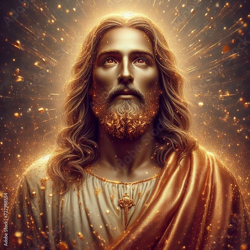 Portrait of Jesus Christ in the rays of light