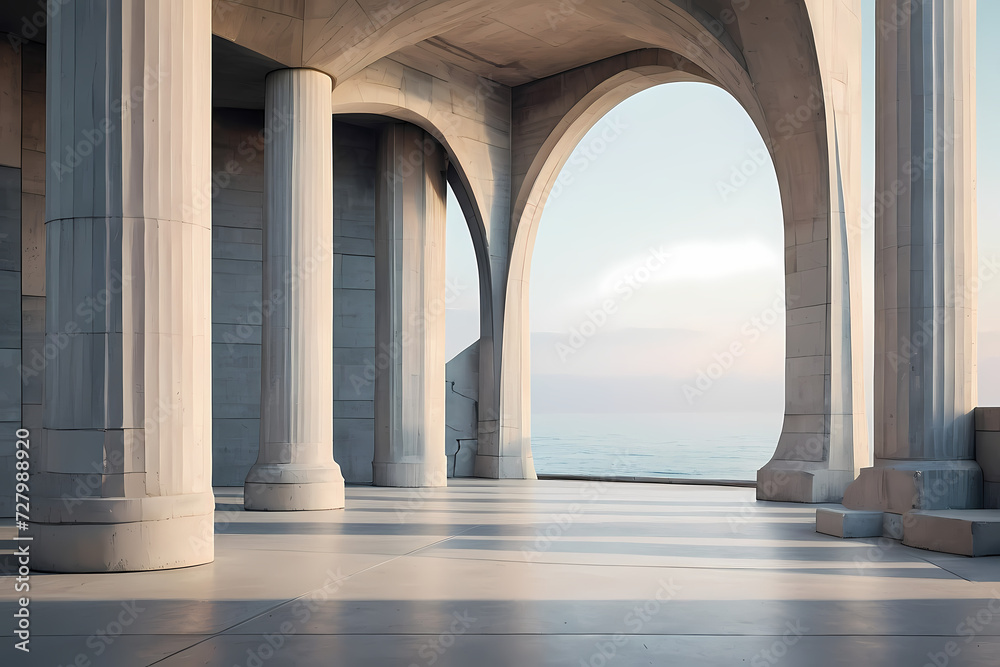 Subtle 3D pillars with a cubist twist and a concrete-like texture.