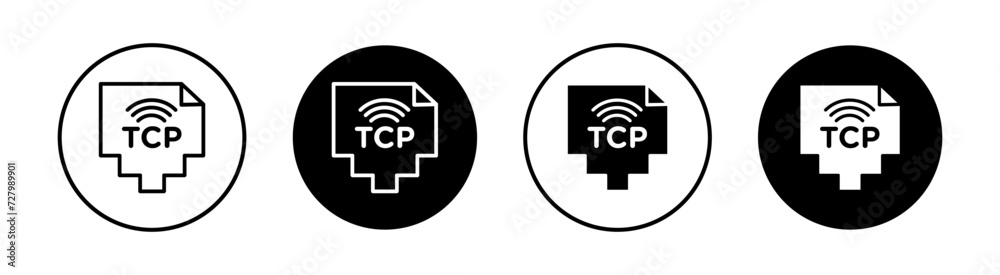 TCP flat line icon set. TCP Thin line illustration vector TCP flat line icon set. TCP Thin line illustration vector