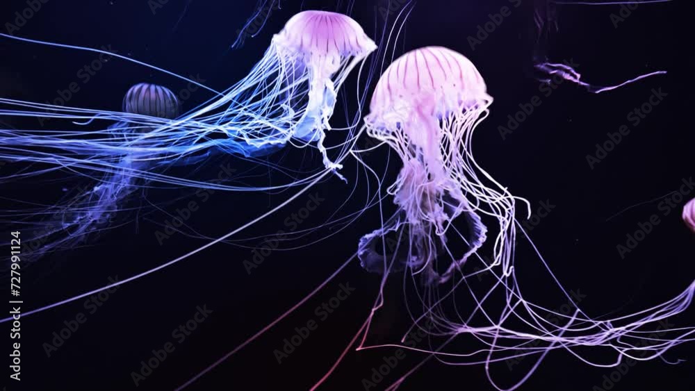 Pacific seanettle Jellyfish Pink color, 4K UHD