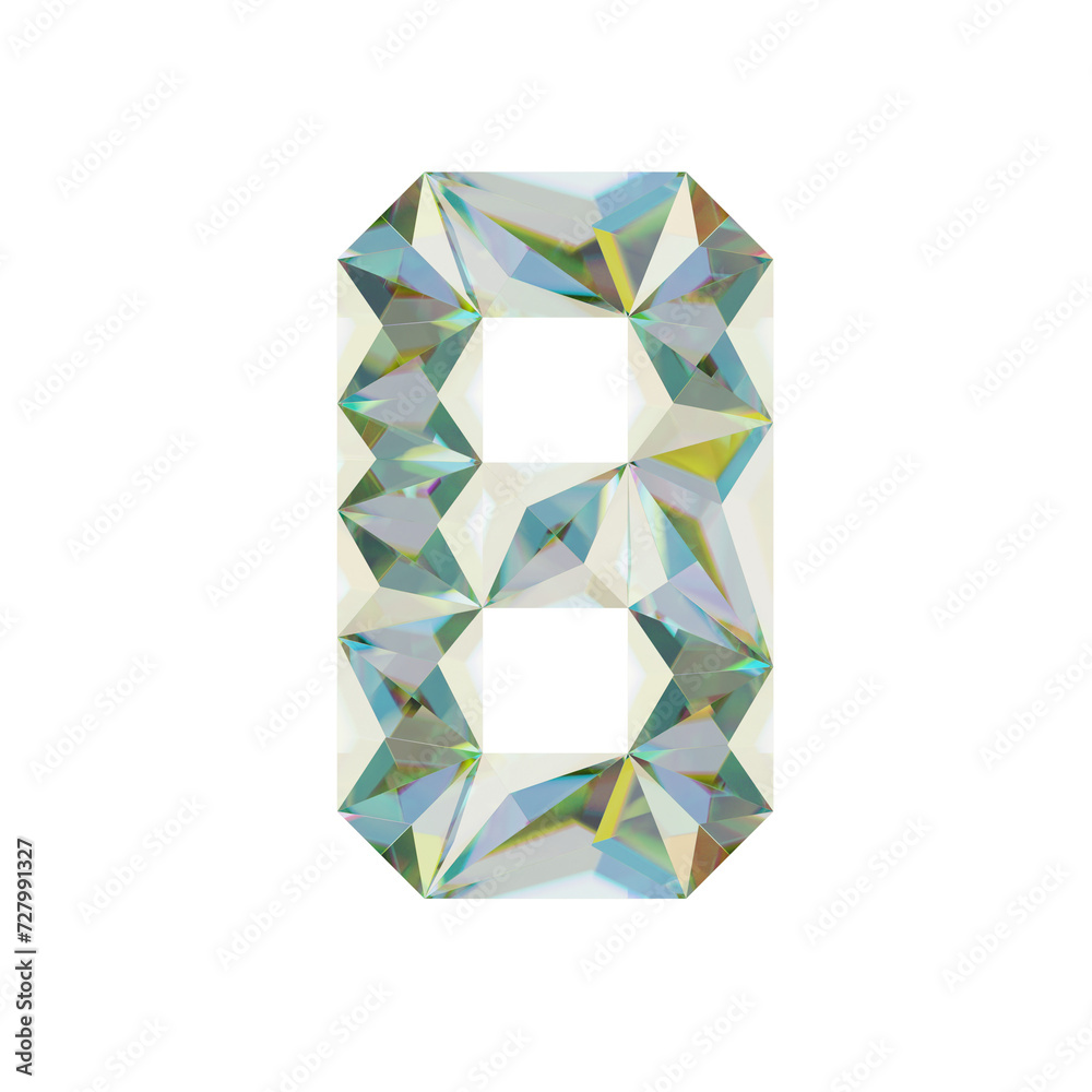 Low Poly 3D Number 8 in Multicolored fractal glass Low Poly 3D Number 8 in Multicolored fractal glass