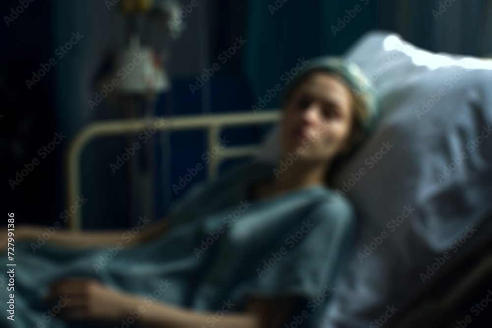 Naklejka premium blurry portrait of a female patient - treatment in the hospital