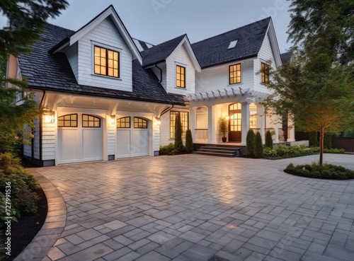 beautiful house front with driveway