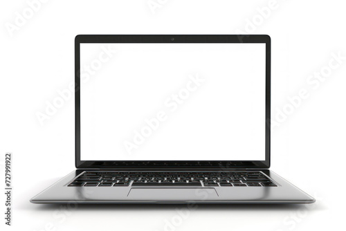 Laptop with blank screen. white aluminium body. isolated on white background.