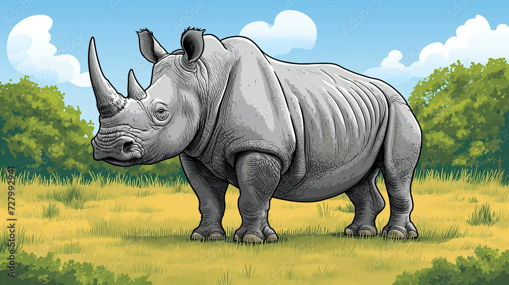 Fototapeta premium rhino in the grass