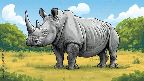 rhino in the grass