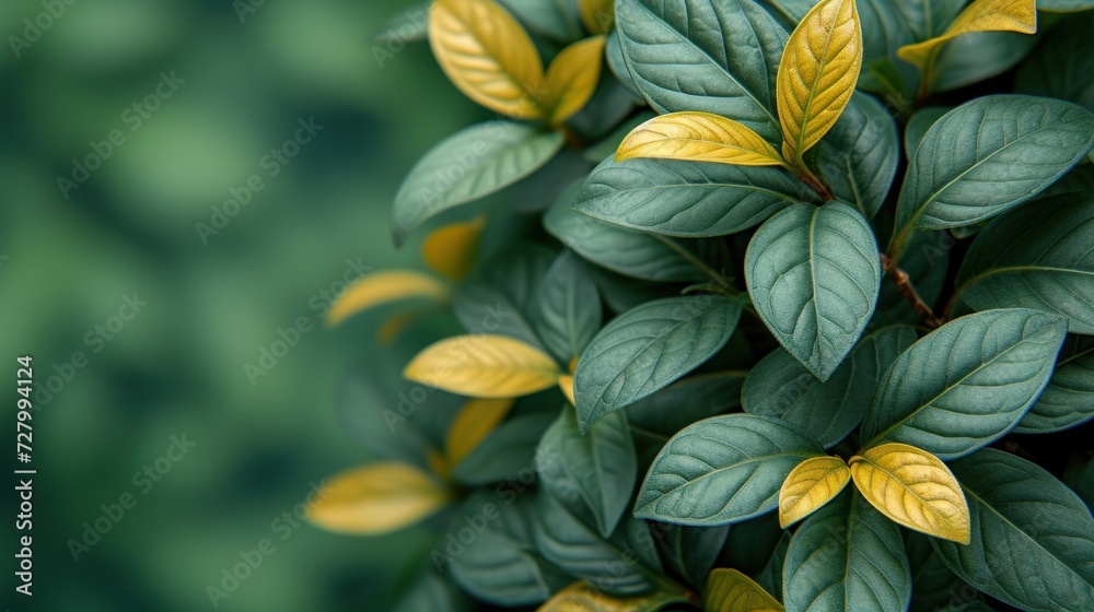 a close up of a green leafy plant with yellow and green leaves on the top and bottom of it.