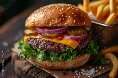 a gourmet double cheeseburger with juicy beef patties