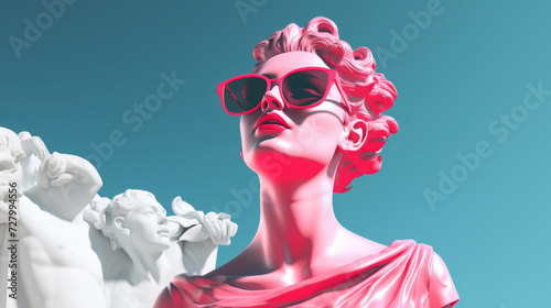 Ancient Greek Sculpture Wears Pink Sunglasses