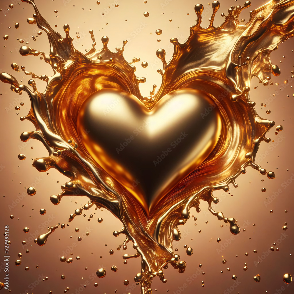 Golden Heart of Love Illustration for Valentine's Day Celebration with Passionate Red and Romantic Gold Elements, Perfect for Cards and Wedding Designs Golden Heart of Love Illustration for Valentine's Day Celebration with Passionate Red and Romantic Gold Elements, Perfect for Cards and Wedding Designs