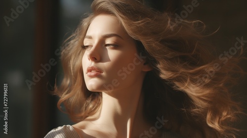 Style close-up portrait of beautiful woman with long hair