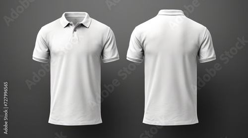 Blank polo T shirt for men template, white color with light background photo