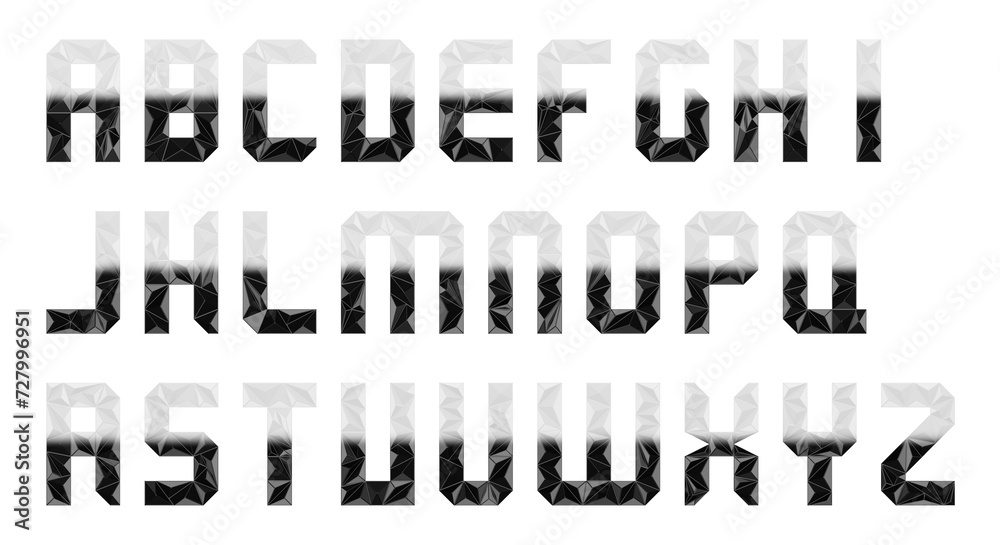 Low Poly 3D Alphabet Letters in Black & White Horizontal Low Poly 3D Alphabet Letters in Black & White Horizontal