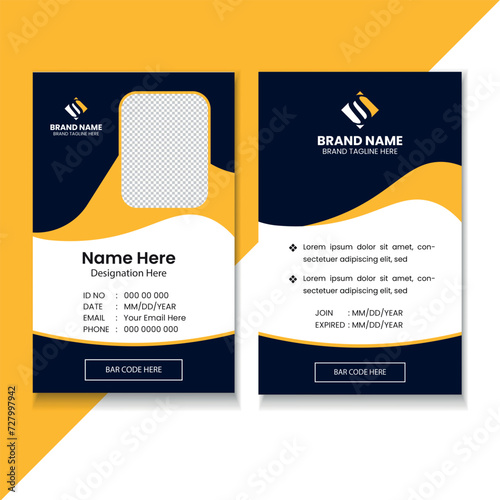 Creative Modern Yellow color ID Card Design Template  (ID: 727997942)