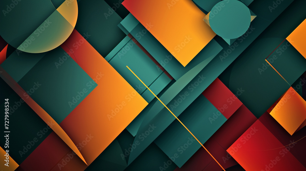 Fototapeta premium Dark teal, amber, squash, vermillion color square abstract background vector presentation design. PowerPoint and Business background.