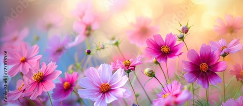 Beautiful Cosmos Flower: A Stunning Display of Beautiful Cosmos Flowers in Full Bloom amidst the Cosmos