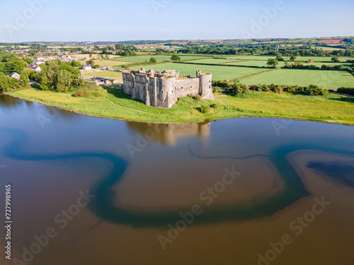 Carew medieval castle and Carew river in Wales