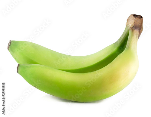 Grüne Banane isoliert auf weißen Hintergrund, Freisteller photo