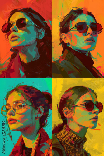 Wallpaper Mural Pop Art Style Collage of Fashionable Woman in Sunglasses Torontodigital.ca