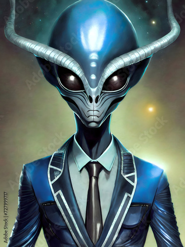 Male Alien Dressed In A Suit photo