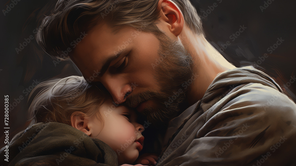 Tender Moment of a Father and Daughter Embracing Tender Moment of a Father and Daughter Embracing