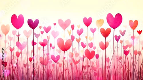 
Animated background with pastel pink hearts. Ai generative. Loop 18 seconds video.