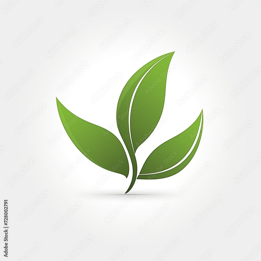 Fototapeta premium green tea leaf logo, graphic on white background 