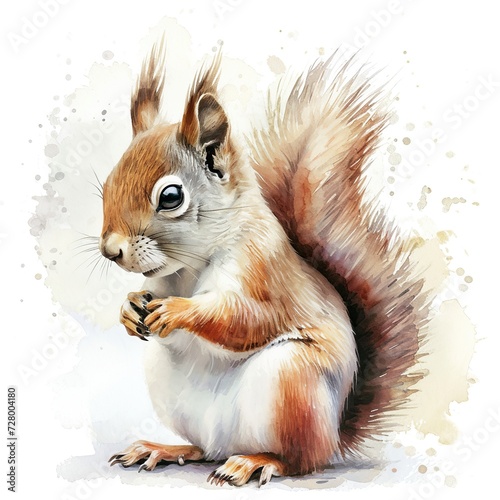 Squirrel in style of childlike simplistic watercolor © Idressart
