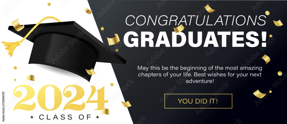 Vetor de Class of 2024 Vector Illustration. Congratulations Graduates ...