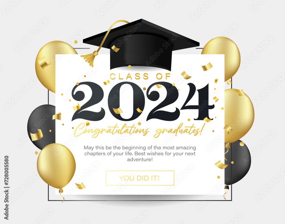 Vetor de Class of 2024 Vector Illustration. Congratulations Graduates ...