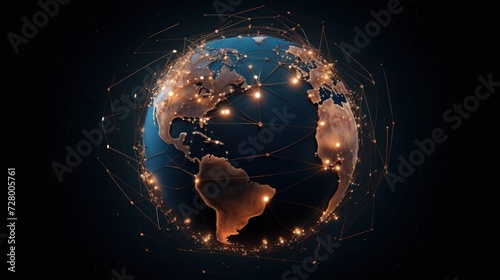 Global network and connectivity of technology background. Generate AI image photo