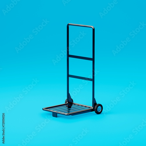 Empty trolley for manual transportation of goods at the airport and train stations. Delivery service. 3d render
