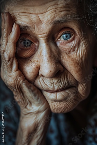 face of a beautiful old woman looking at the camera