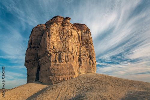 A rock formation in the desert close to Riyadh, Saudi Arabia is known as Devil Thumb or Judah Thumb.